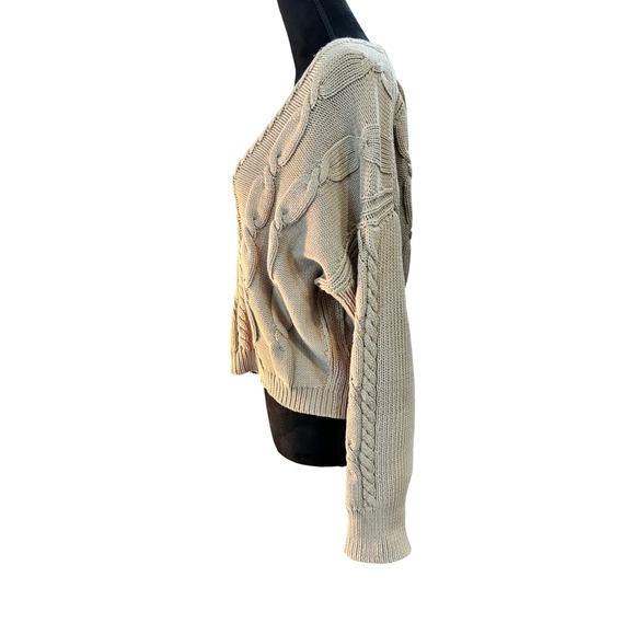J. Crew Cable Knit V Neck Sweater Tan Size‎ L - Picture 10 of 12